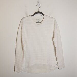 Nobull Womens White Waffle Neck Pullover Top Large High Low Casual Workout